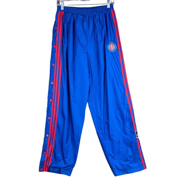 Vintage Adidas Boys Pants Blue Red 3 Stripes Snap Away Chicago Cubs XL (18-20) - Picture 1 of 12